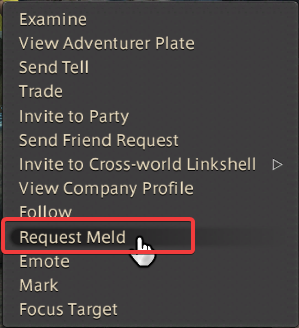 Right Click on character then select Request Meld